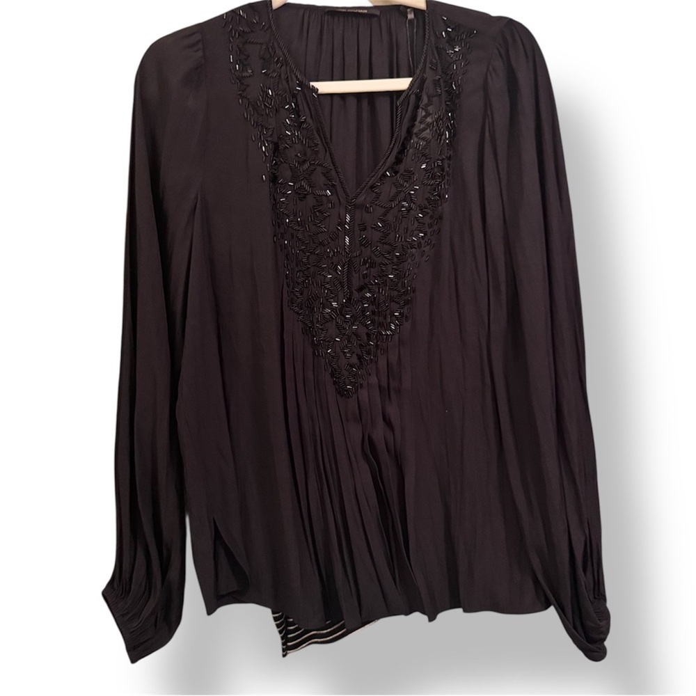 KOBI HALPERIN Keegan Beaded Black Blouse Embellished Top - Picture 11 of 16